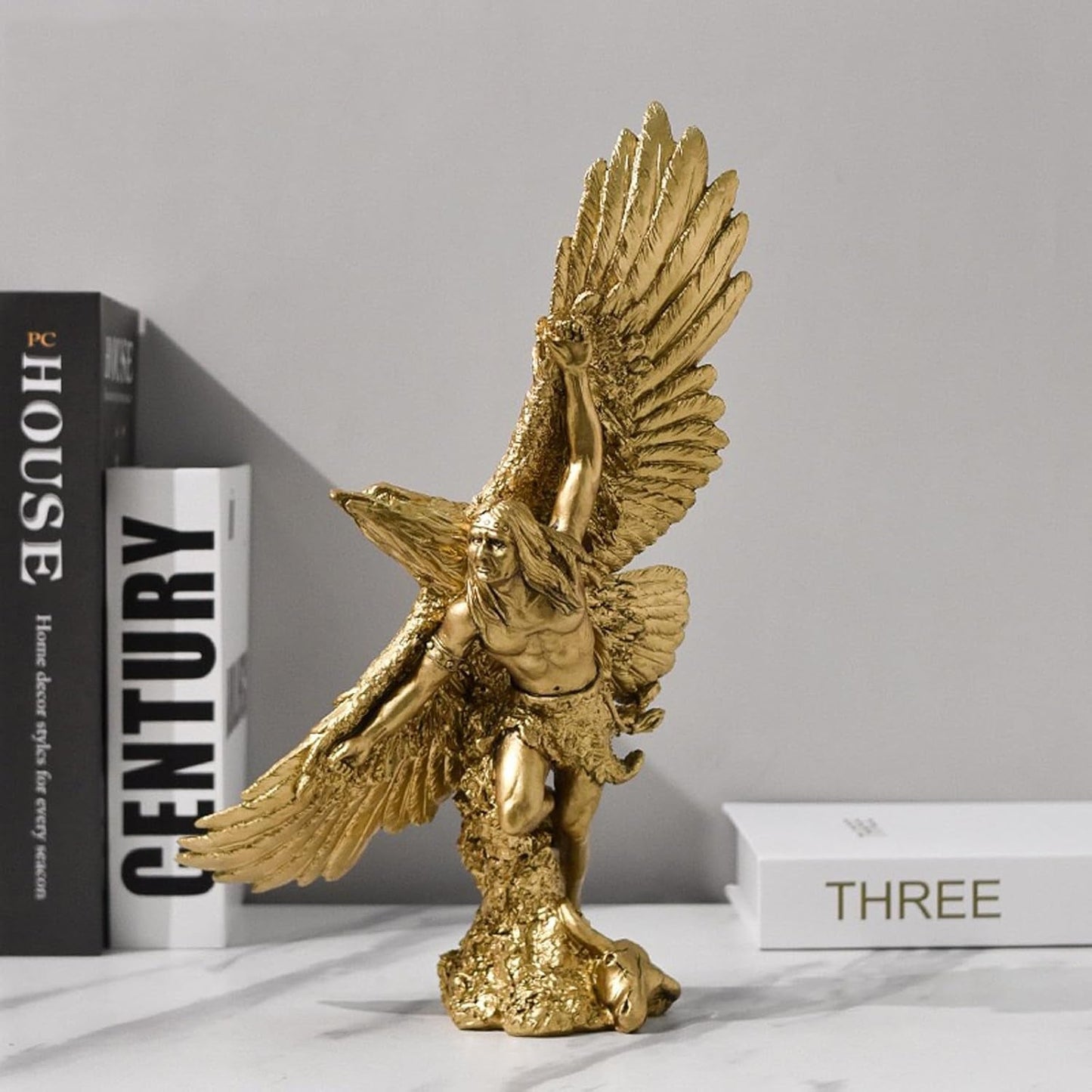 Golden Eagle Resin Ornaments Staty, Golden Eagle Skulptur Modern Hemmakontor Statyett Dekor Skrivbordsdekoration (Gyllene 1) Statyetter och skulpturer Naty Shop Guld 3