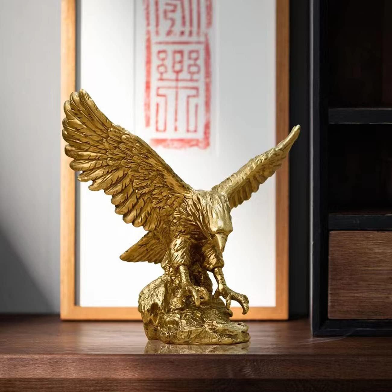 Golden Eagle Resin Ornaments Staty, Golden Eagle Skulptur Modern Hemmakontor Statyett Dekor Skrivbordsdekoration (Golden 1) Statyetter och skulpturer Naty Shop