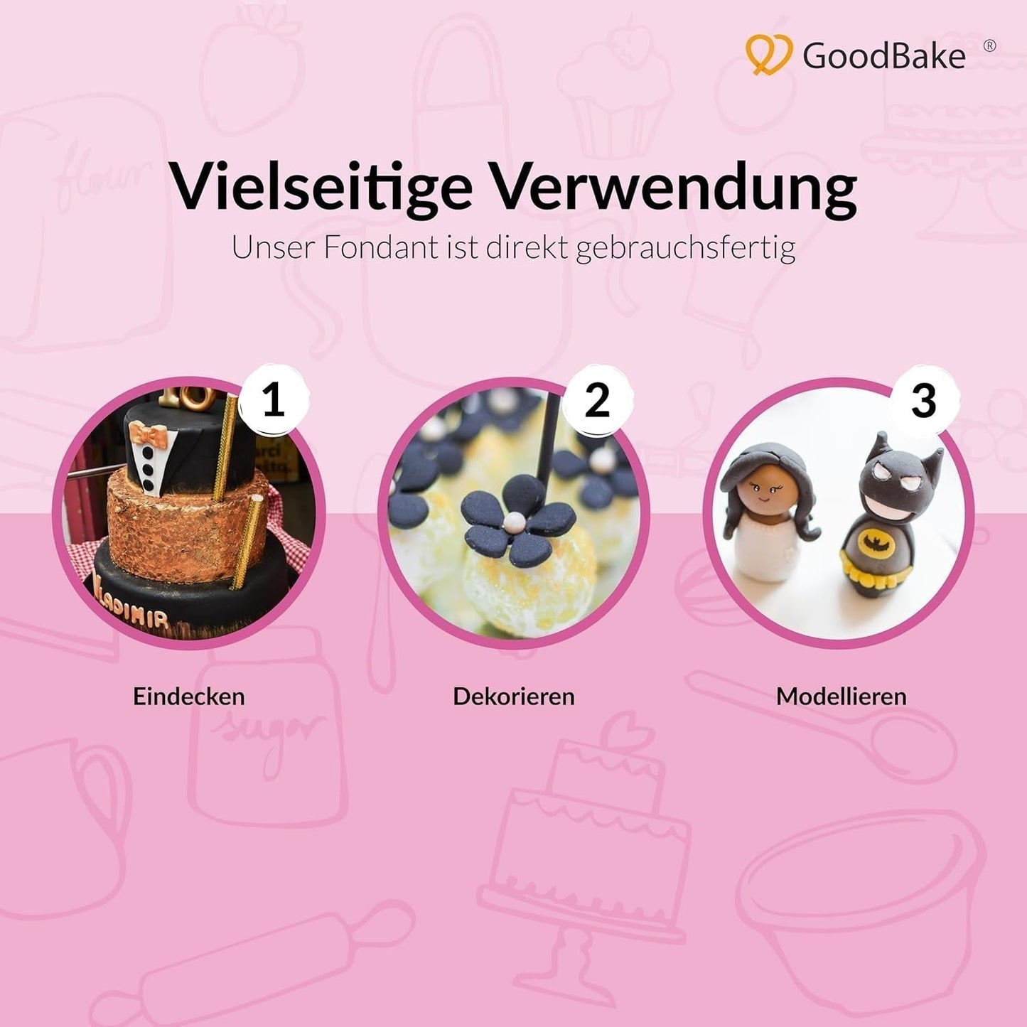 GoodBake svart fondant 500g, rullad fondant för beläggning, formning, dekoration av tårtor, figurer, sockerblommor med mera, palmoljefri, vegan, glutenfri Sockerpasta Naty Shop