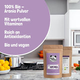 GREEN PANDA® ekologiskt aroniapulver från Österrike | finmalda torkade aronia | ekologiska aronia utan tillsatser | regionalt alternativ till acaipulver och gojibär | 500g Naty Shop torkade produkter
