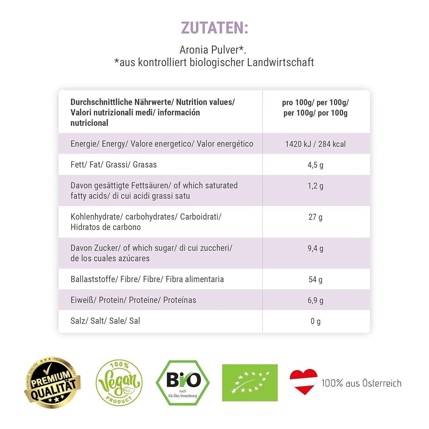 GREEN PANDA® ekologiskt aroniapulver från Österrike | finmalda torkade aronia | ekologiska aronia utan tillsatser | regionalt alternativ till acaipulver och gojibär | 500g Naty Shop torkade produkter