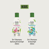Guhl Kids Dino fördelningsset - 2x Guhl Kids 2 i 1 schampo & duschgel, 250ml + 1x Pixi-bok - Speciellt utvecklad för barn - Ingen dragning - Cosmos Natural Certificate Barn - Bad och hudvård Naty Shop