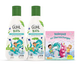 Guhl Kids Dino fördelningsset - 2x Guhl Kids 2 i 1 schampo & duschgel, 250ml + 1x Pixi-bok - Speciellt utvecklad för barn - Ingen dragning - Cosmos Natural Certificate Barn - Bad och hudvård Naty Shop Standardtitel
