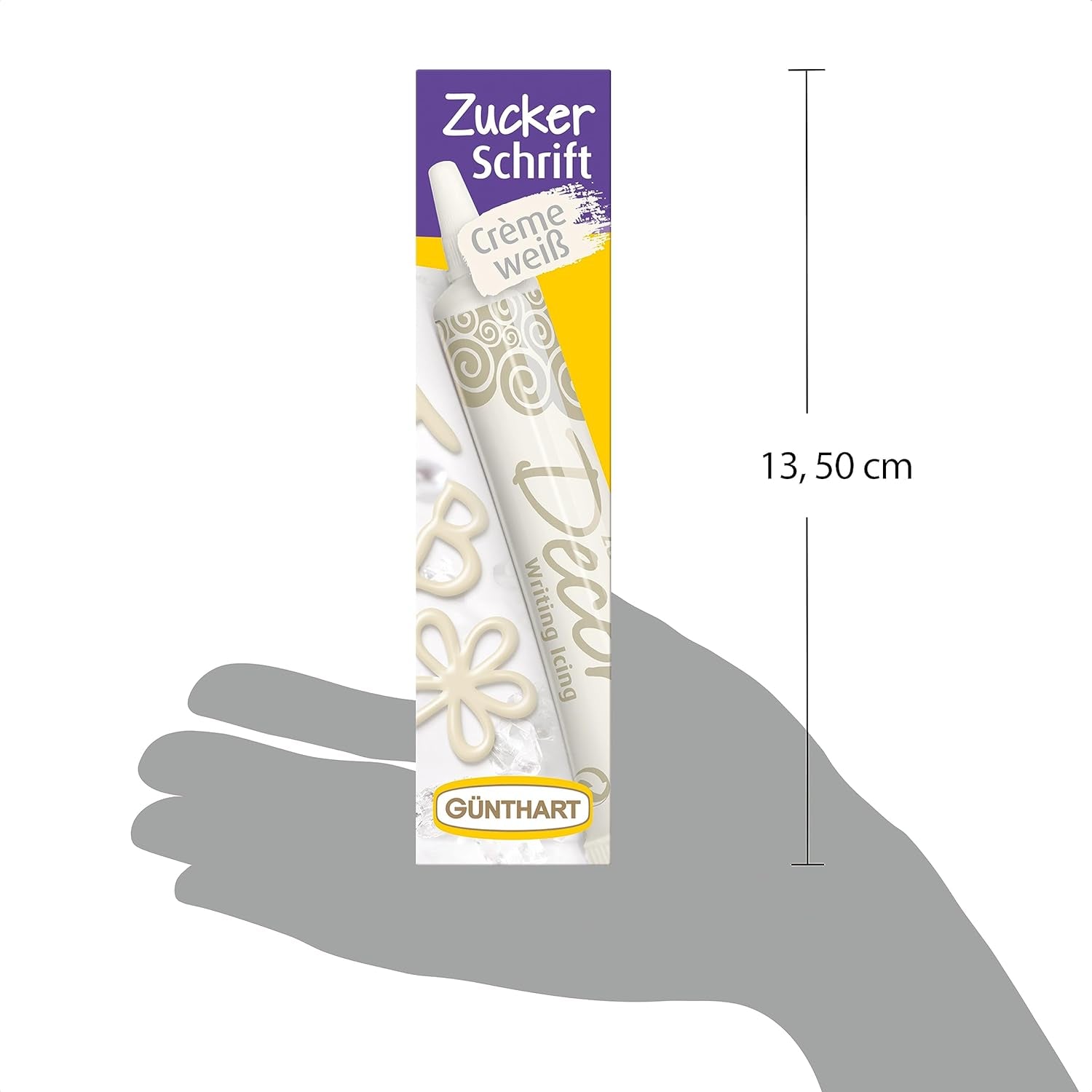 Günthart BackDecor 25 g VITA sockerbokstäver för valfri efterrätt i vit sockerfärg för vackra bokstäver och mönster, 1 förpackning (25 g) Sugar Paste Naty Shop