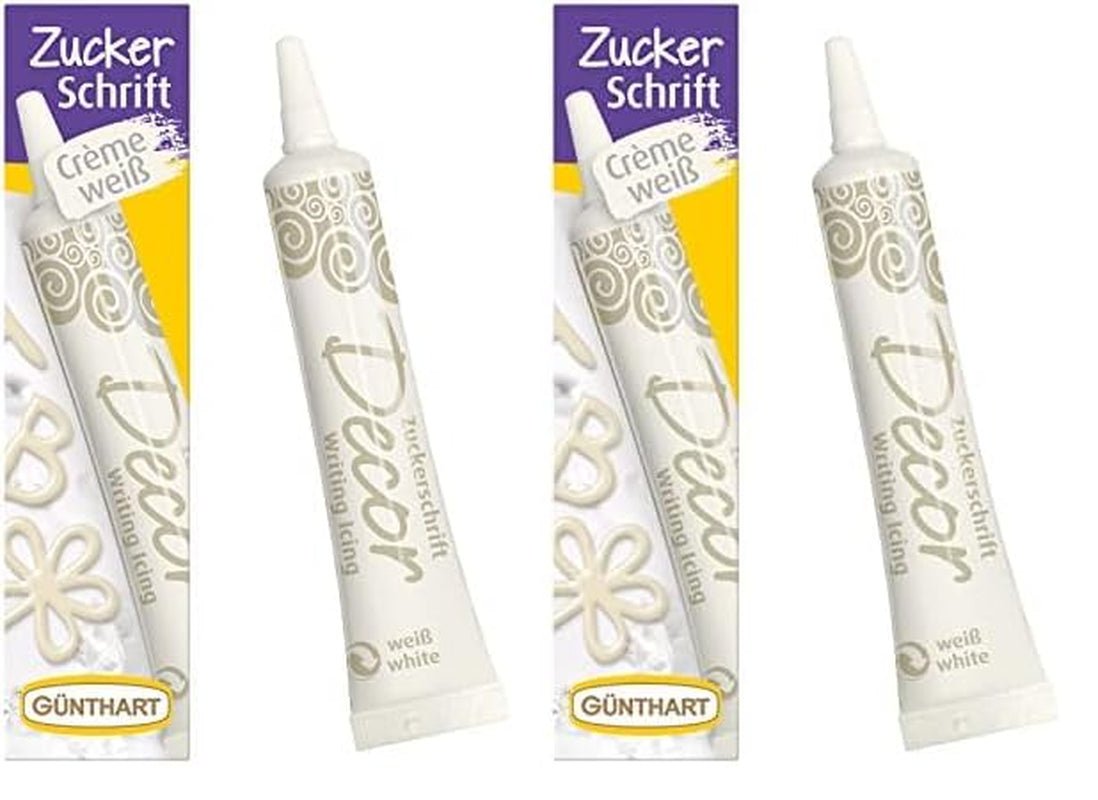 Günthart BackDecor 25g VITA sockerbokstäver för valfri efterrätt i vit sockerfärg för vackra bokstäver och mönster, 1 förpackning (25g) Naty Shop Medium sockerpasta (2 förpackning) Vita sockerbokstäver