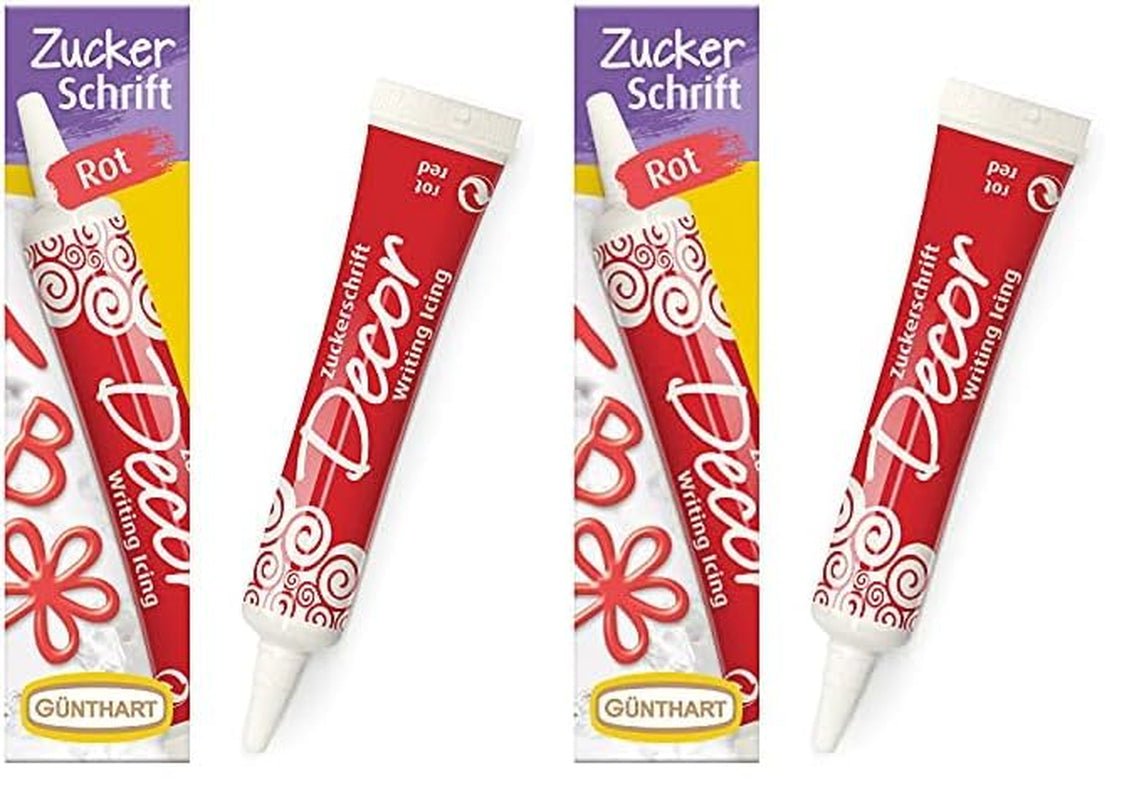 Günthart BackDecor 25g sockerbokstäver VIT för valfri efterrätt i vit färg från socker för vackra bokstäver och mönster, 1 förpackning (25g) Naty Shop sockerpasta 25G (förpackning med 2) Rödsockertypsnitt