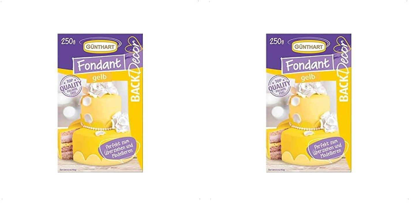 Günthart BackDecor 250 Fondant Grön 100 % Vegansk Palmolja Fri Tårningsbeständig för att täcka Kakor och bakverk Lämplig för modellering 1 förpackning (1 x 250 g) Naty Shop Sugar Paste 250 G (Förpackning med 2) Gul