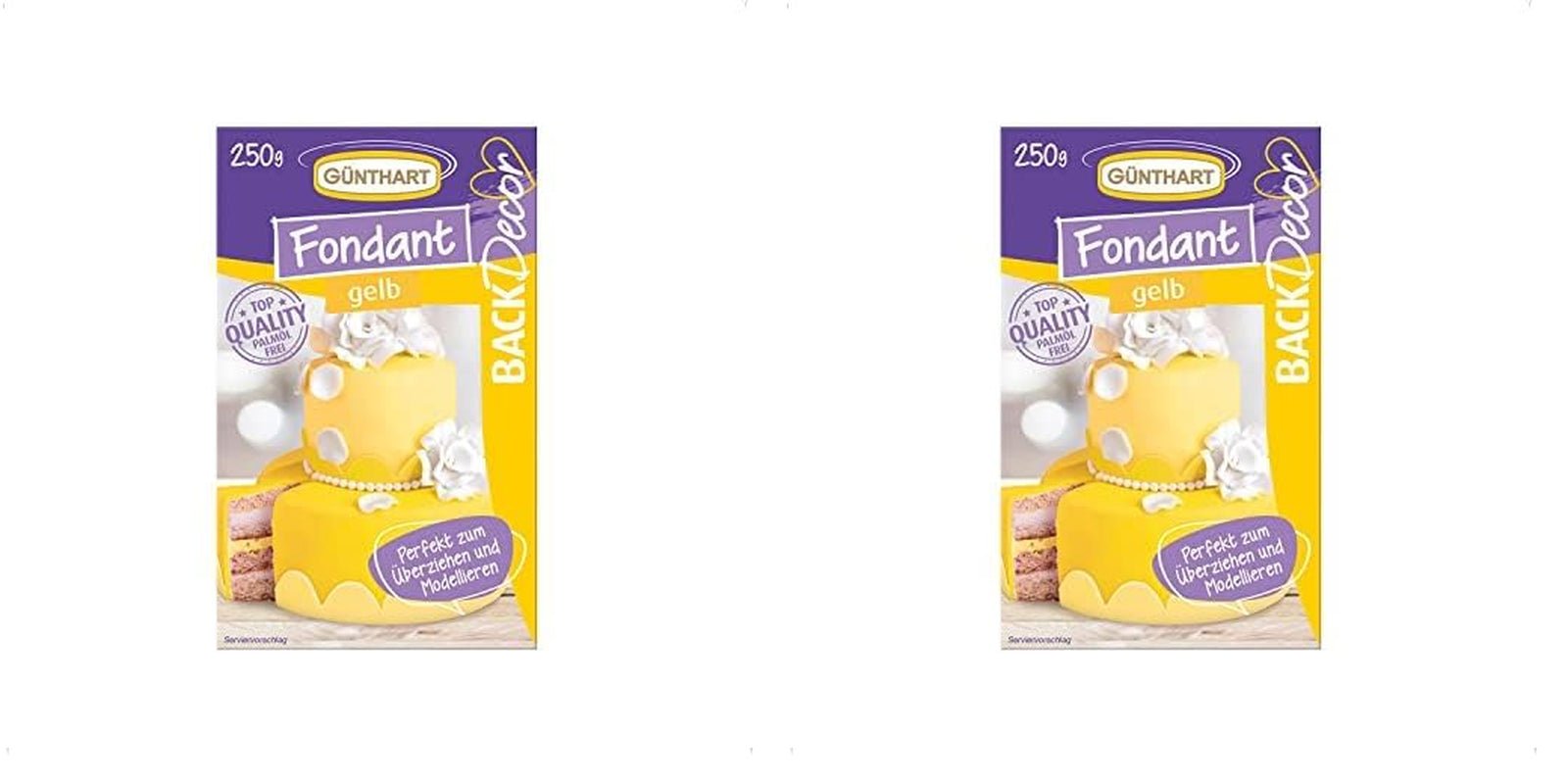Günthart BackDecor 250 Fondant Grön 100 % Vegansk Palmolja Fri Tårningsbeständig för att täcka Kakor och bakverk Lämplig för modellering 1 förpackning (1 x 250 g) Naty Shop Sugar Paste 250 G (Förpackning med 2) Gul