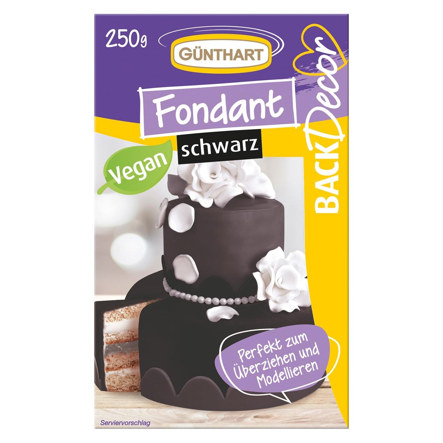 Günthart BackDecor 250 grön fondant 100 % vegansk palmolja fri, tårfri för att täcka kakor och bakverk Lämplig för modellering 1 förpackning (1 x 250 g) Naty Shop Sockerpasta 250 g (1 förpackning) Svart