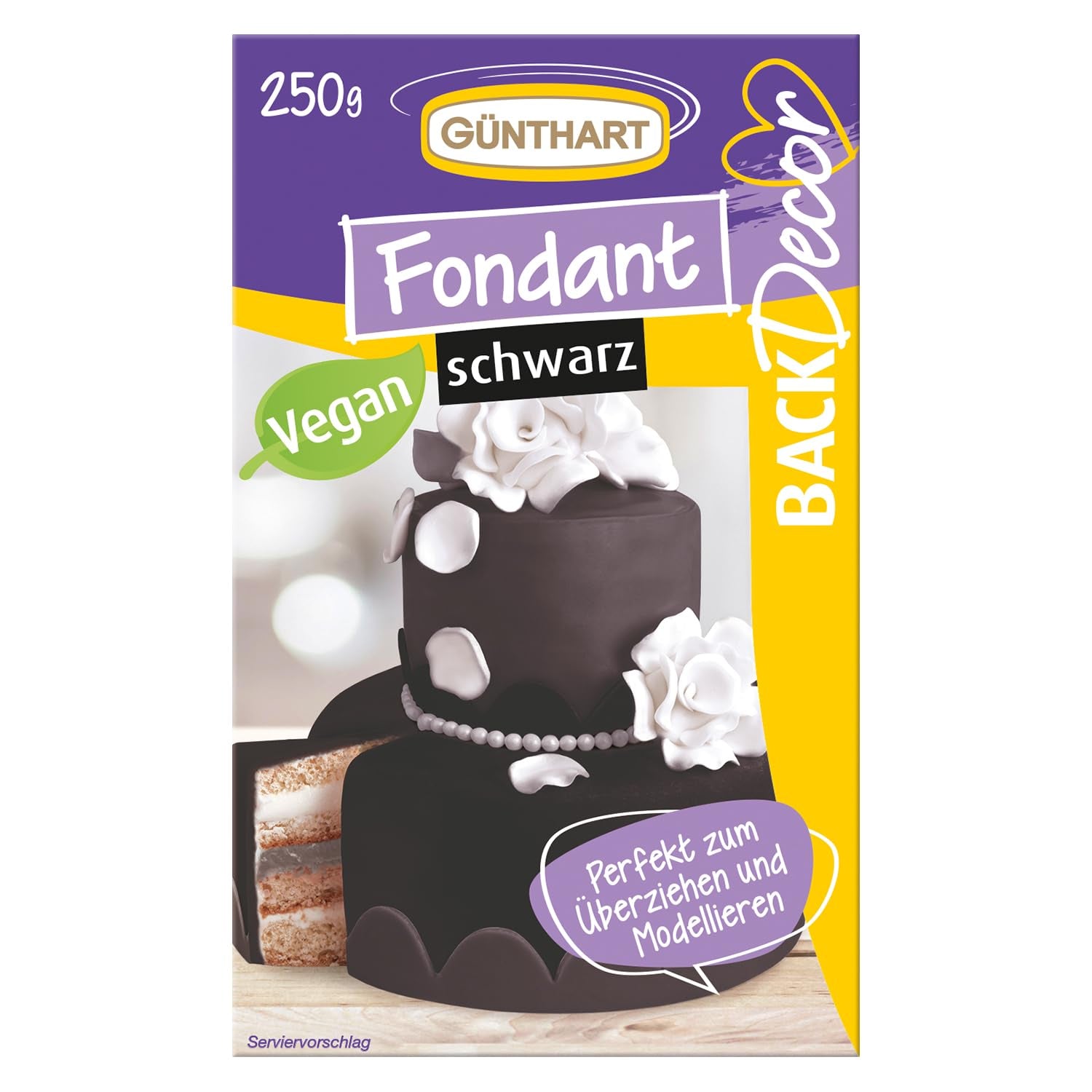 Günthart BackDecor 250 grön fondant 100 % vegansk palmolja fri, tårfri för att täcka kakor och bakverk Lämplig för modellering 1 förpackning (1 x 250 g) Naty Shop Sockerpasta 250 g (1 förpackning) Svart