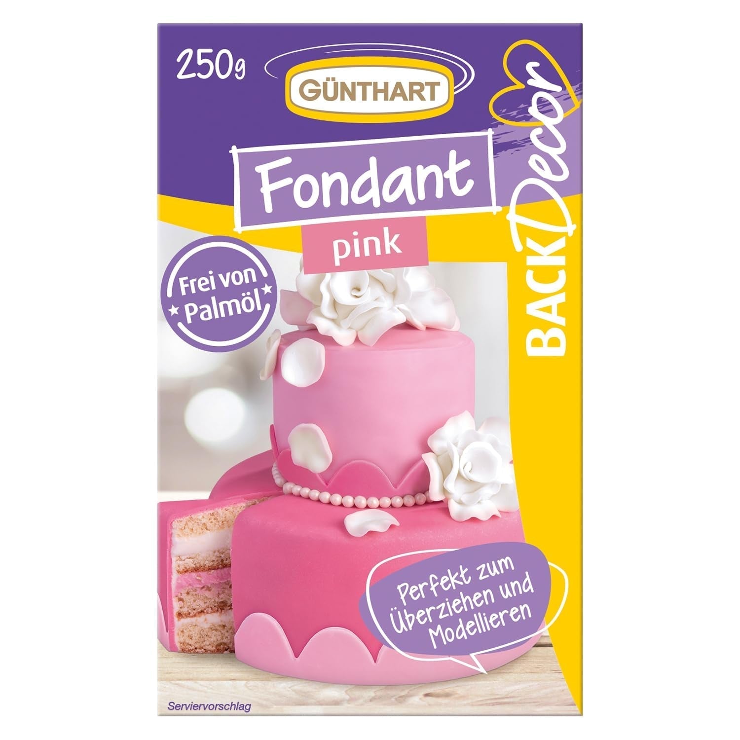 Günthart BackDecor 250 Grön Fondant 100% Vegansk Palmolja Fri Tårtålig att täcka kakor och bakverk Lämplig för modellering 1 Pack (1 x 250g) Naty Shop Sugar Paste 250G (1 Pack) Rosa