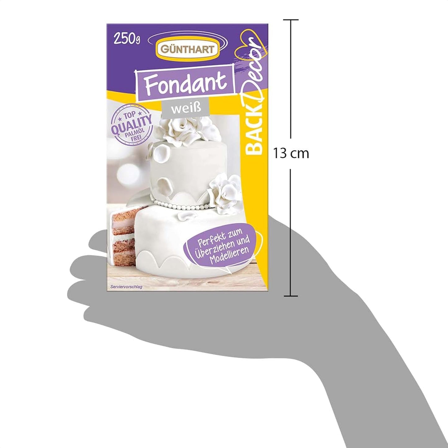 Günthart BackDecor 250 g vit fondant, 100 % vegansk, palmoljefri, tårbeständig för att täcka kakor och bakverk, lämplig för modellering, 2-pack (1 x 250 g) Naty Shop Sugarpaste