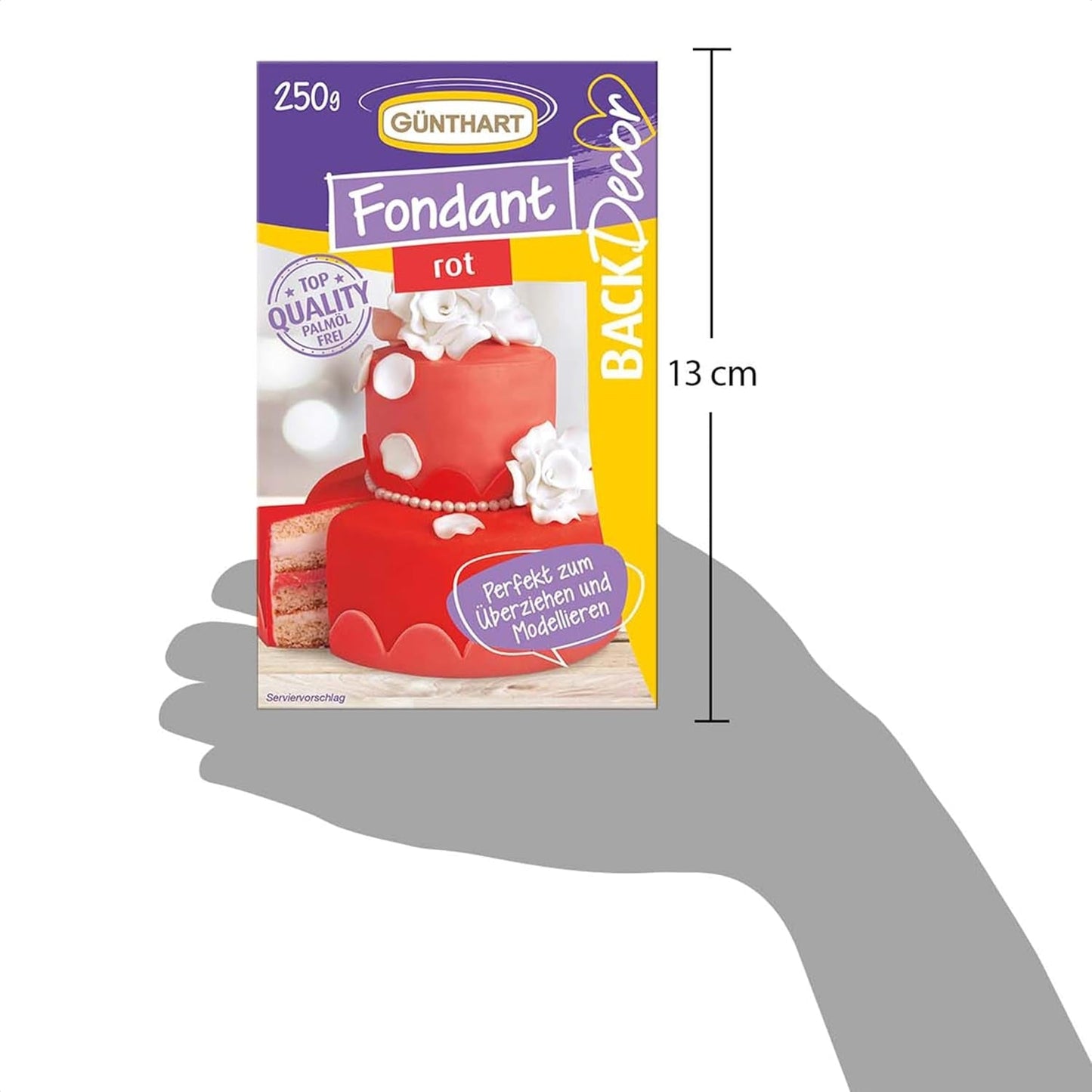 Günthart BackDecor 250 g röd fondant, palmoljefri, rivsäker för att täcka kakor och bakverk, lämplig för modellering, 2-pack (1 x 250 g) Sugarpaste Naty Shop