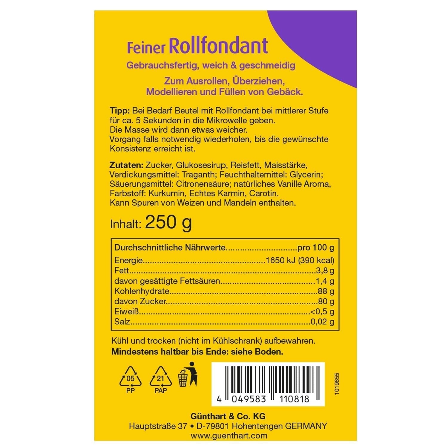 Günthart BackDecor 250 g röd fondant, palmoljefri, rivsäker för att täcka kakor och bakverk, lämplig för modellering, 2-pack (1 x 250 g) Sugarpaste Naty Shop