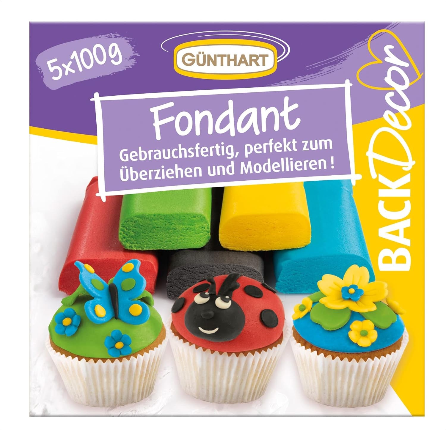 Günthart BackDecor 500g fondantfärgad fondant, palmoljefri, modelllera för design, set om 1 (500 gr) Sockerpasta Naty Shop Standardtitel
