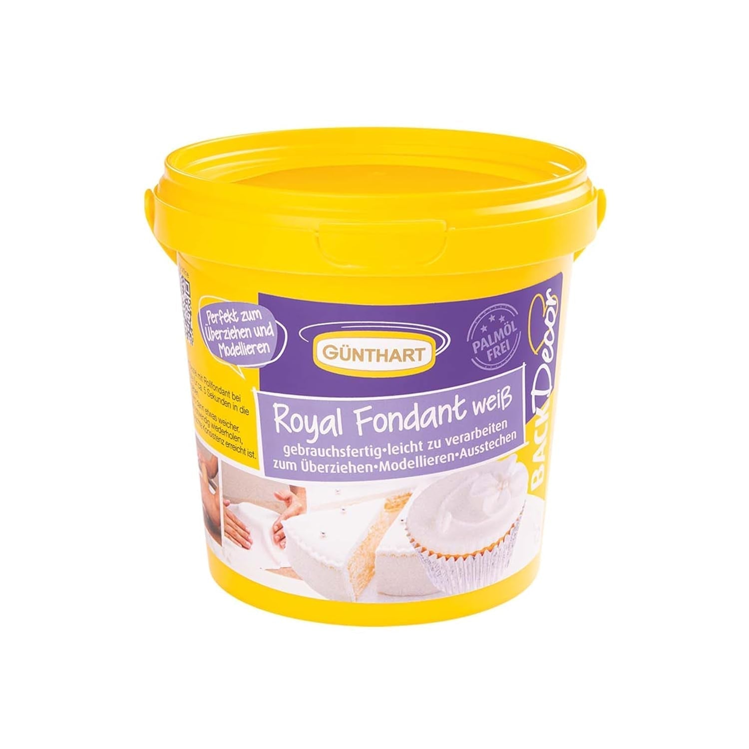Günthart BackDecor 800g vit fondant Vitt dekorativt bord för beläggning, glasyr eller modellering, palmoljefritt, färdigt att använda och lätt att arbeta med Sockerpasta Naty Shop Standardtitel