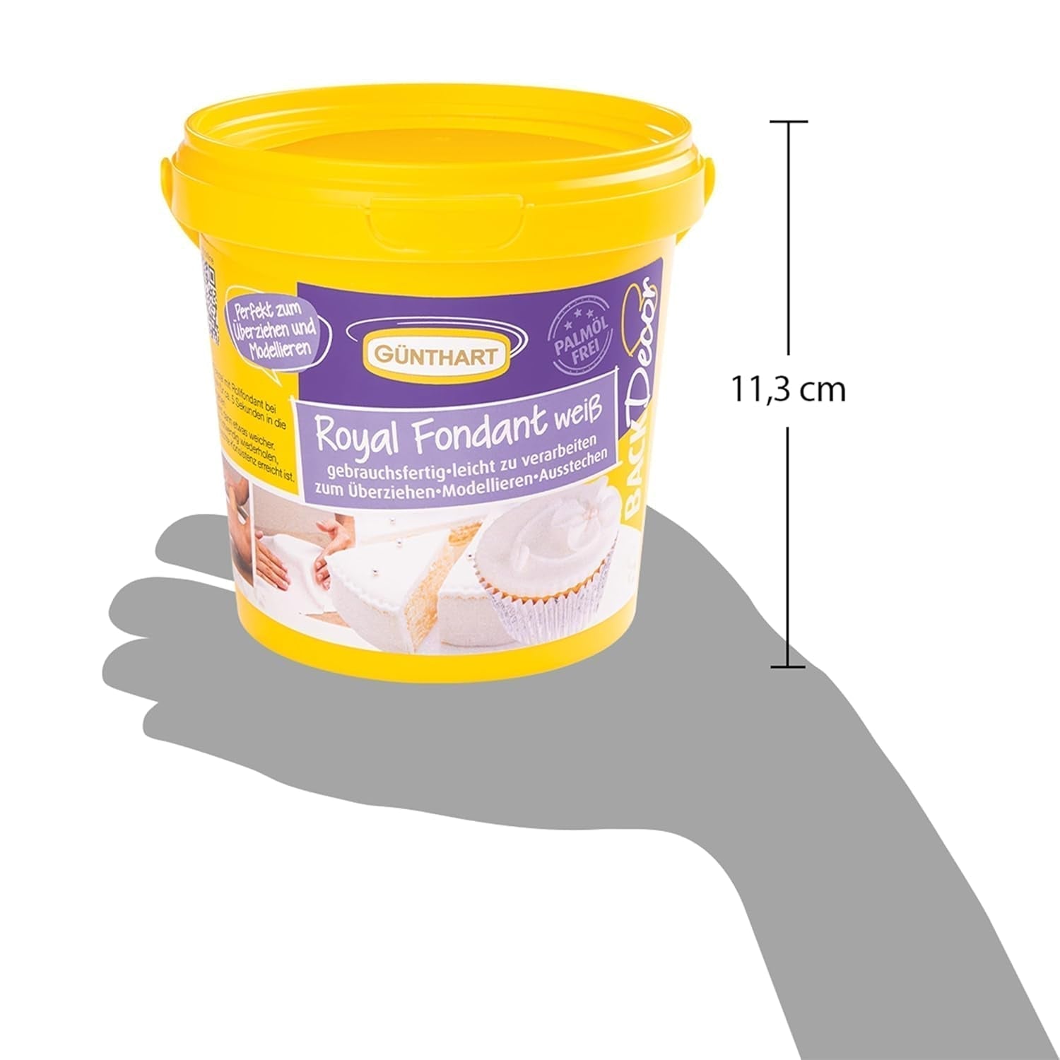 Günthart BackDecor 800 g vit fondant Vitt dekorativt bord för beläggning, glasyr eller modellering, palmoljefritt, färdigt att använda och lätt att arbeta med Naty Shop Sugarpasta