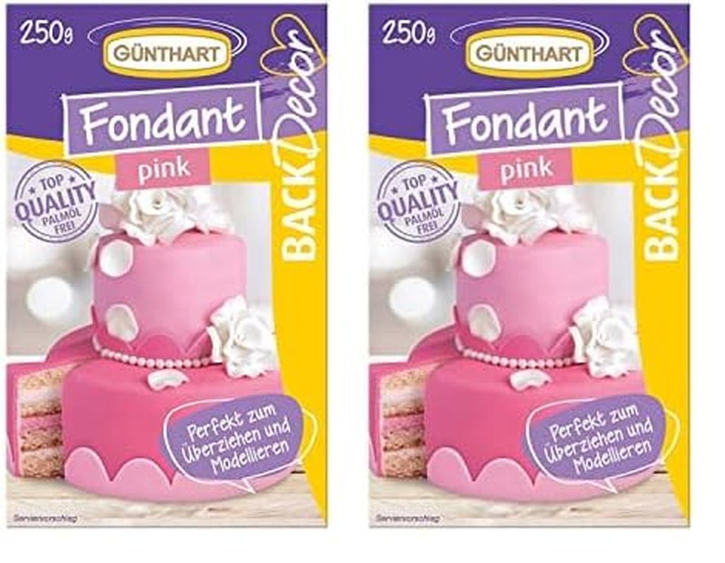 Günthart BackDecor fondant rosa | överlägsen kvalitet | redo att användas | utan palmolja | rivsäker | för beläggning av kakor och bakverk | lämplig för modellering | förpackning om 2 (1 x 250 g) Naty Shop Sugar Paste Pink 250 G (förpackning med 2)