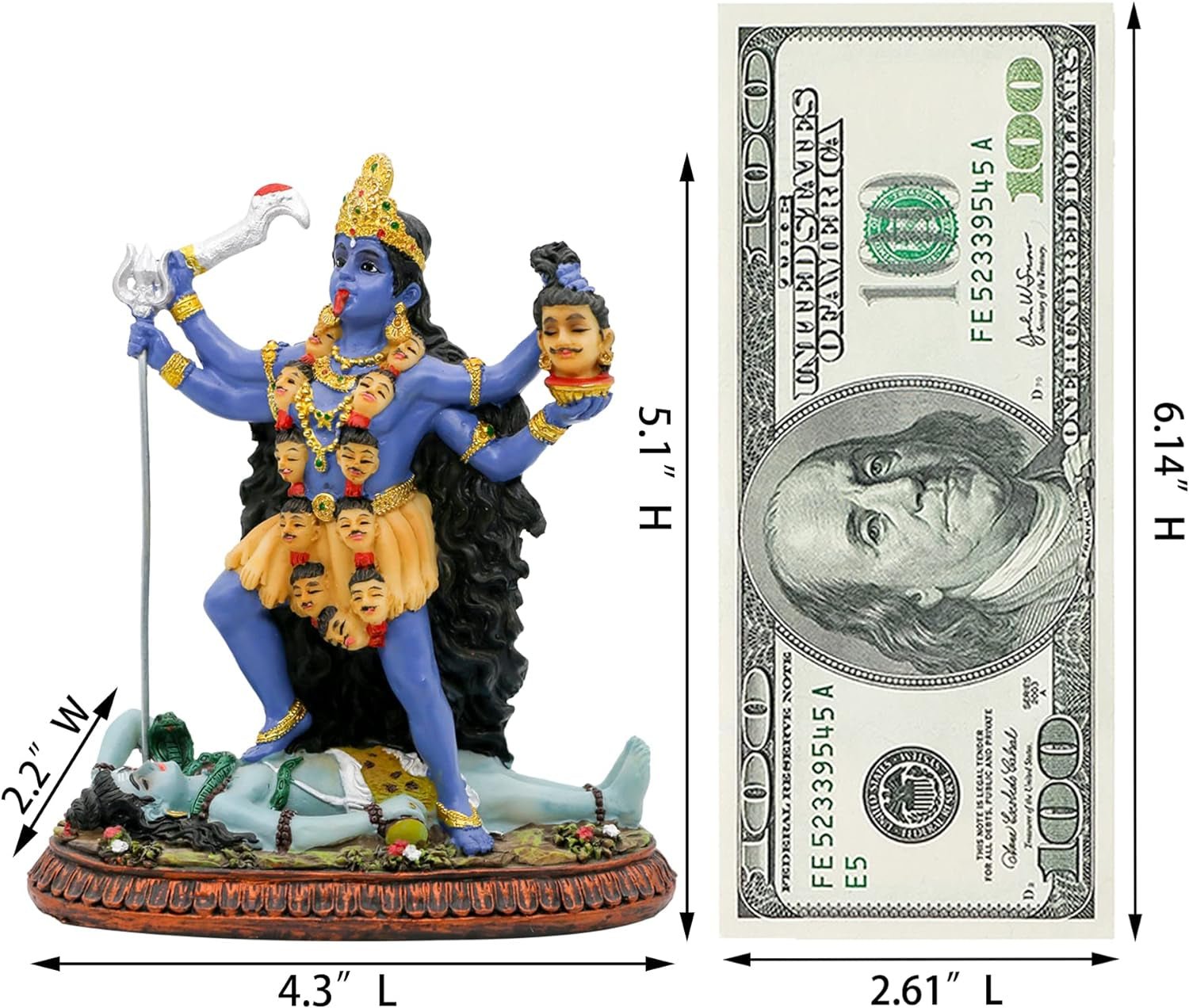 Hinduiska guden Kali Ma-statyn, Indien Gudinnan Kali Bhavatarini Destroyer-staty Dekorativ hinduisk gudinna av tiden och döden Murti Diwali Pooja Presenter Hemmakontoret Temple Mandir Altar Puja-föremål Statyetter och skulpturer Naty Shop