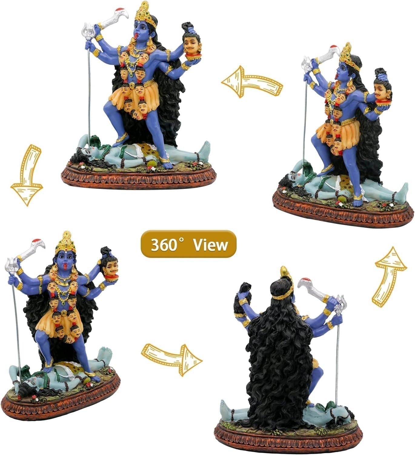 Hinduiska guden Kali Ma-statyn, Indien Gudinnan Kali Bhavatarini Destroyer-staty Dekorativ hinduisk gudinna av tiden och döden Murti Diwali Pooja Presenter Hemmakontoret Temple Mandir Altar Puja-föremål Statyetter och skulpturer Naty Shop