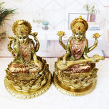 Hinduiska gudinnan Laxmi Lotus Skulptur - Indiska Guden Lord Lakshmi Puja Staty - Indien Murti Idol Figuriner Pooja Objekt Diwali Presenter Statyetter och skulpturer Naty Shop