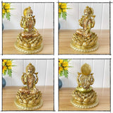 Hinduiska gudinnan Laxmi Lotus Skulptur - Indiska Guden Lord Lakshmi Puja Staty - Indien Murti Idol Figuriner Pooja Objekt Diwali Presenter Statyetter och skulpturer Naty Shop