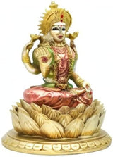 Hinduiska gudinnan Laxmi Lotus Skulptur - Indiska Guden Lord Lakshmi Puja Staty - Indien Murti Idol Figuriner Pooja Objekt Diwali Presenter Statyetter och skulpturer Naty Shop