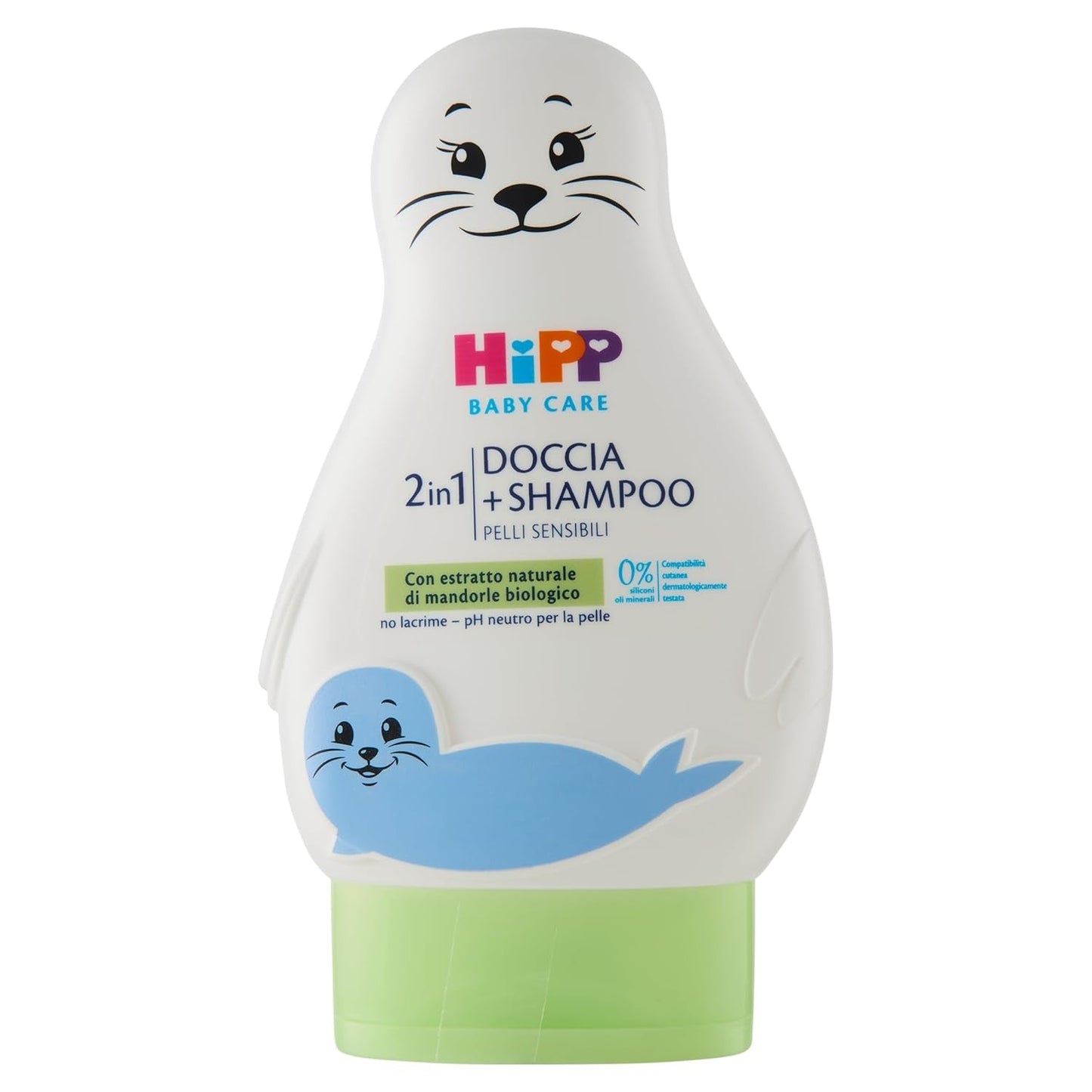 HiPP - Baby Care Shower schampo för barn i form av en rolig tätning, rengör skonsamt kropp och hår, neutralt pH, med ekologiskt mandelextrakt, 1 flaska med 200 ml Barn - Bath and Skincare Naty Shop 200 Ml (1 förpackning)