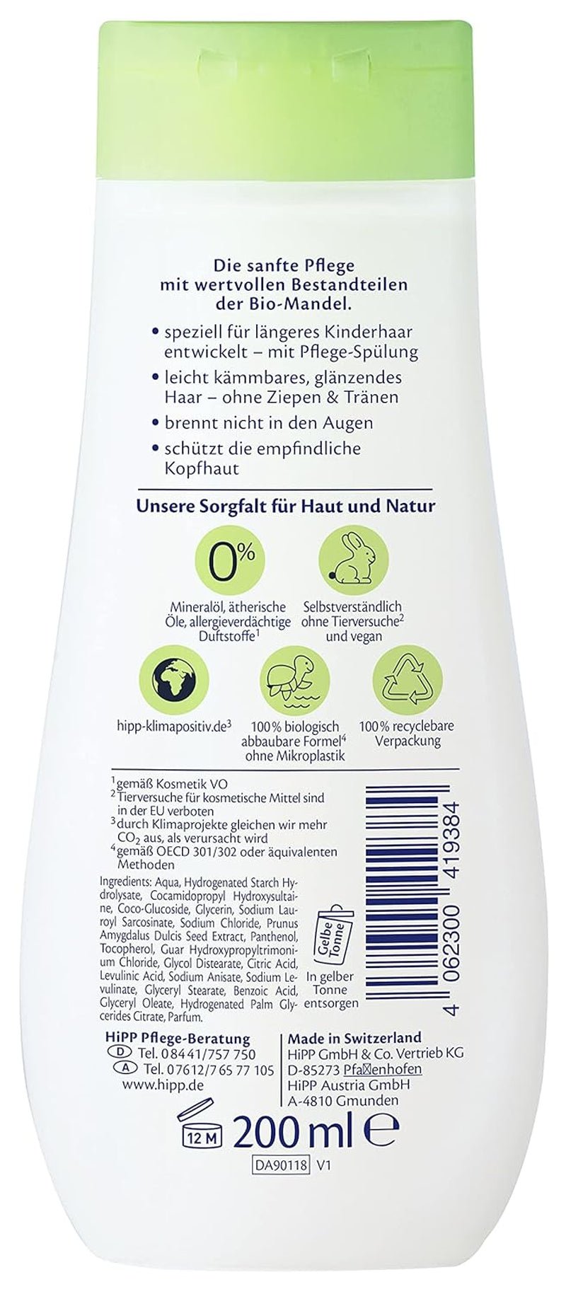 HiPP Babyschampo + delikat balsam, 6 st (6 x 200 ml) Barn - Bad och hudvård Naty Shop