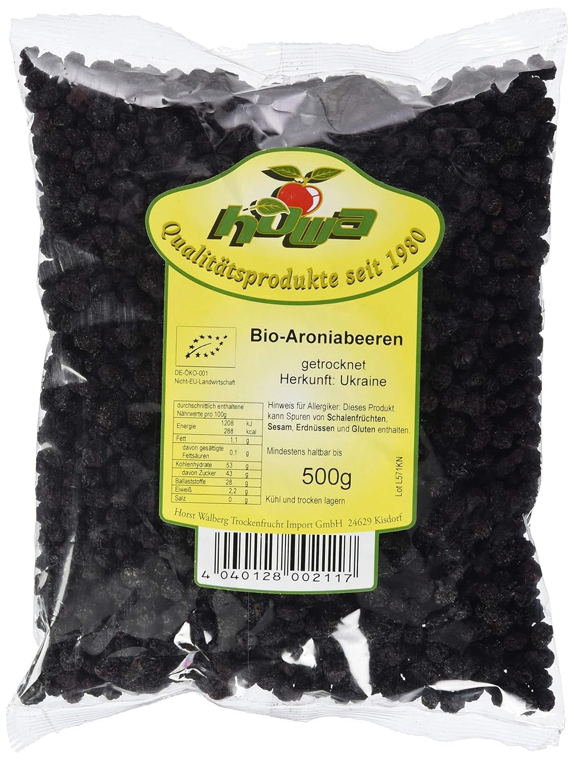 HOWA ekologisk aronia, 500 g Naty Shop torkade produkter 500 G (1 paket) 1
