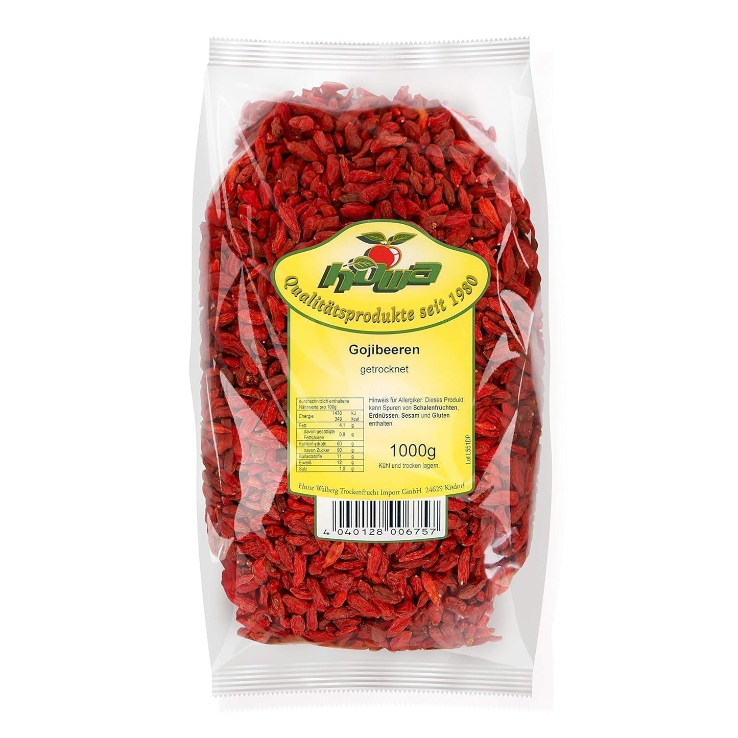 Howa Premium Gojibär 1 KG torr - obehandlad, naturlig - supermat från Asien - perfekt för matlagning, bakning eller som ett hälsosamt mellanmål - Gojibär 1000 g Uttorkade produkter Naty Shop Standardtitel