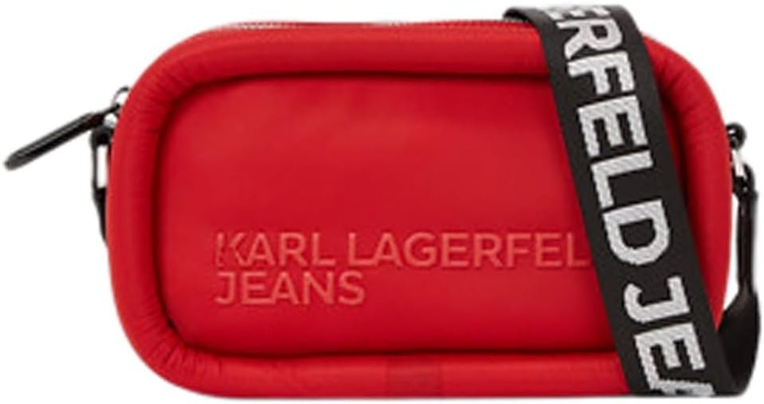 KARL LAGERFELD JEANS Puffig kameraväska Crossbody-väskor Dam Naty Shop Pompeian Red