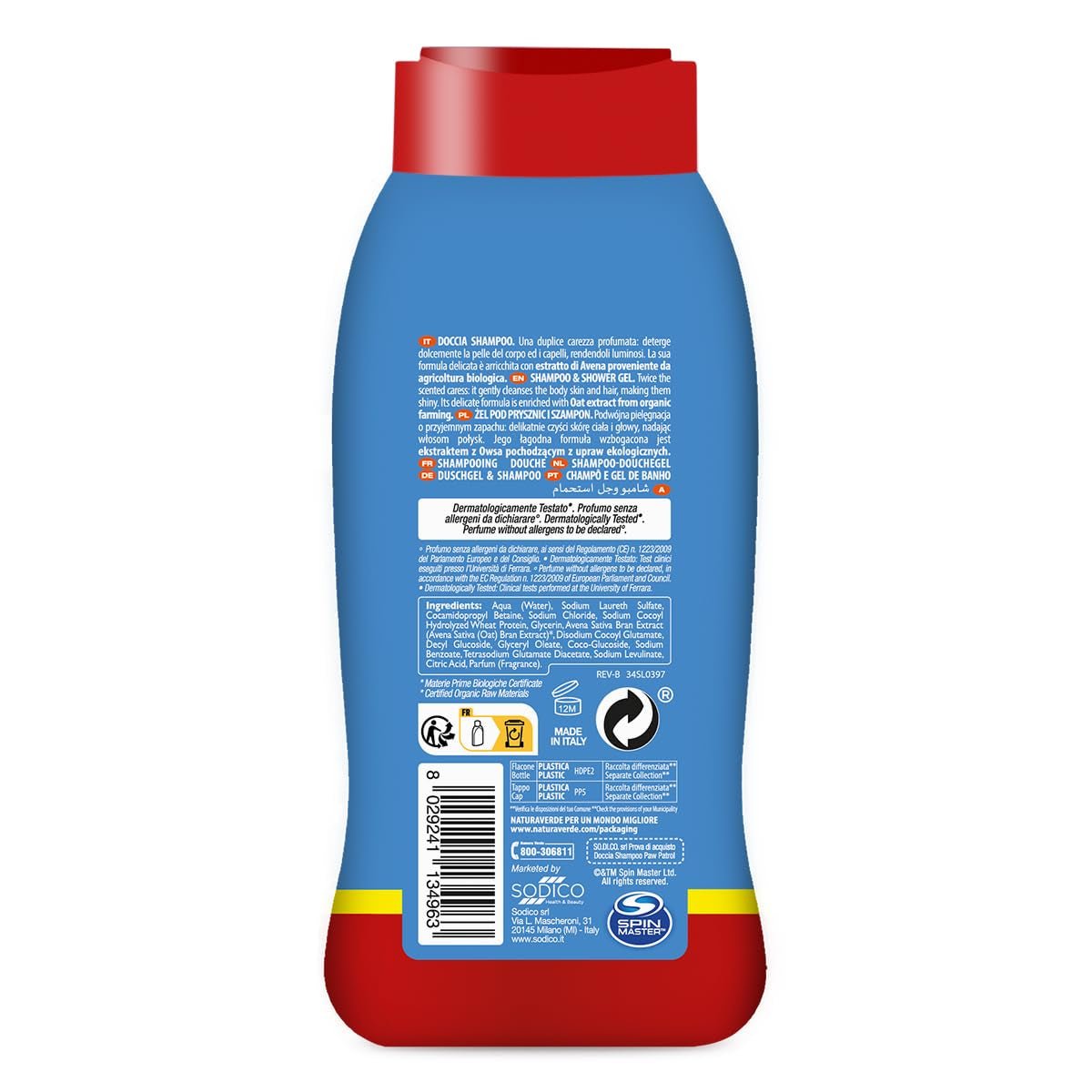 | Kids - Paw Patrol - Duschschampo för barn, duschtvål för kropp och hår, hygienprodukter för barn, med ekologiskt havreextrakt, 250 ml Barn - Bad och hudvård Naty Shop
