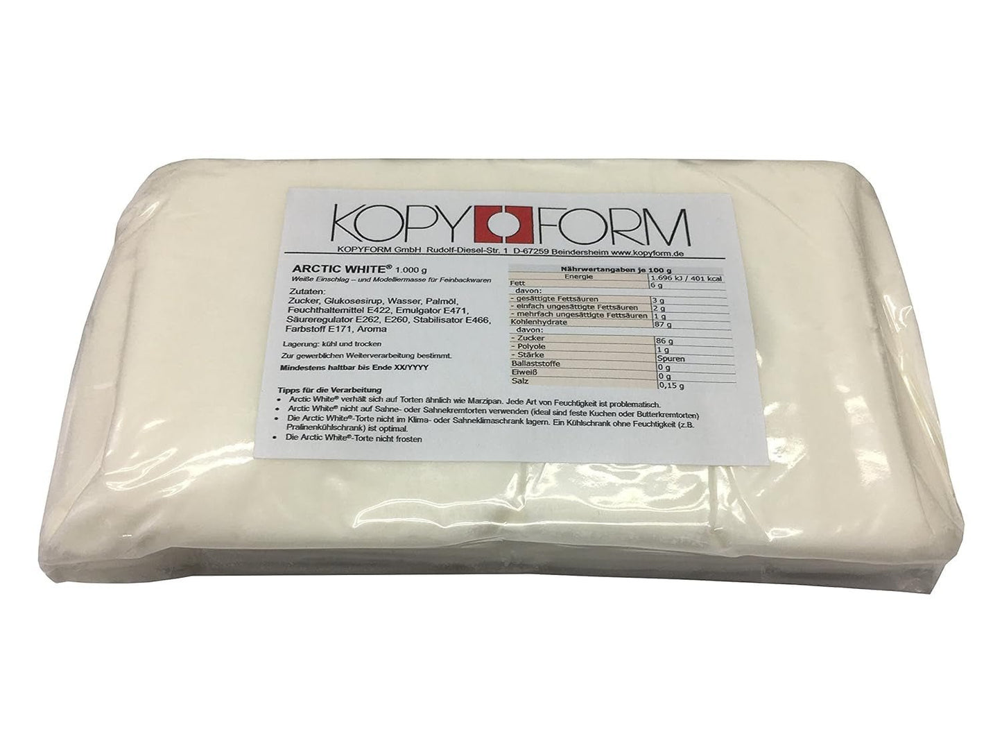 KOPYFORM Arctic White® fondantrulle 6 kg, vit Sockerpasta Naty Shop Standardtitel
