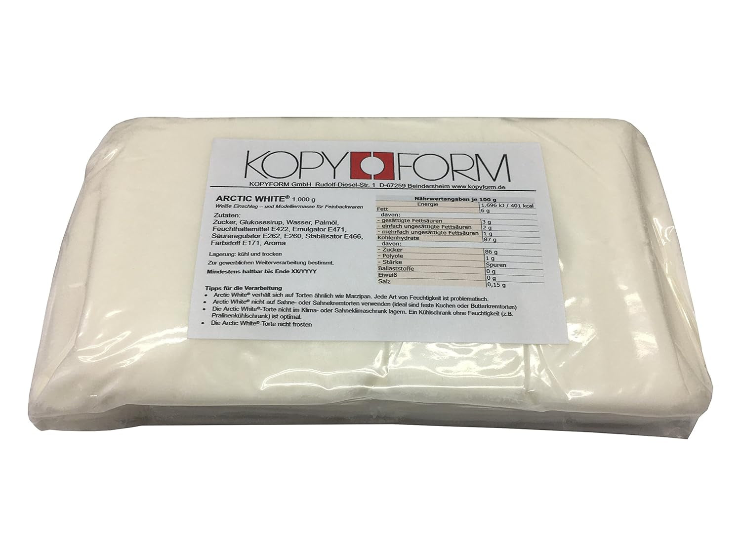 KOPYFORM rullfondant Arctic White® 5 kg, vit Sockerpasta Naty Shop Standardtitel