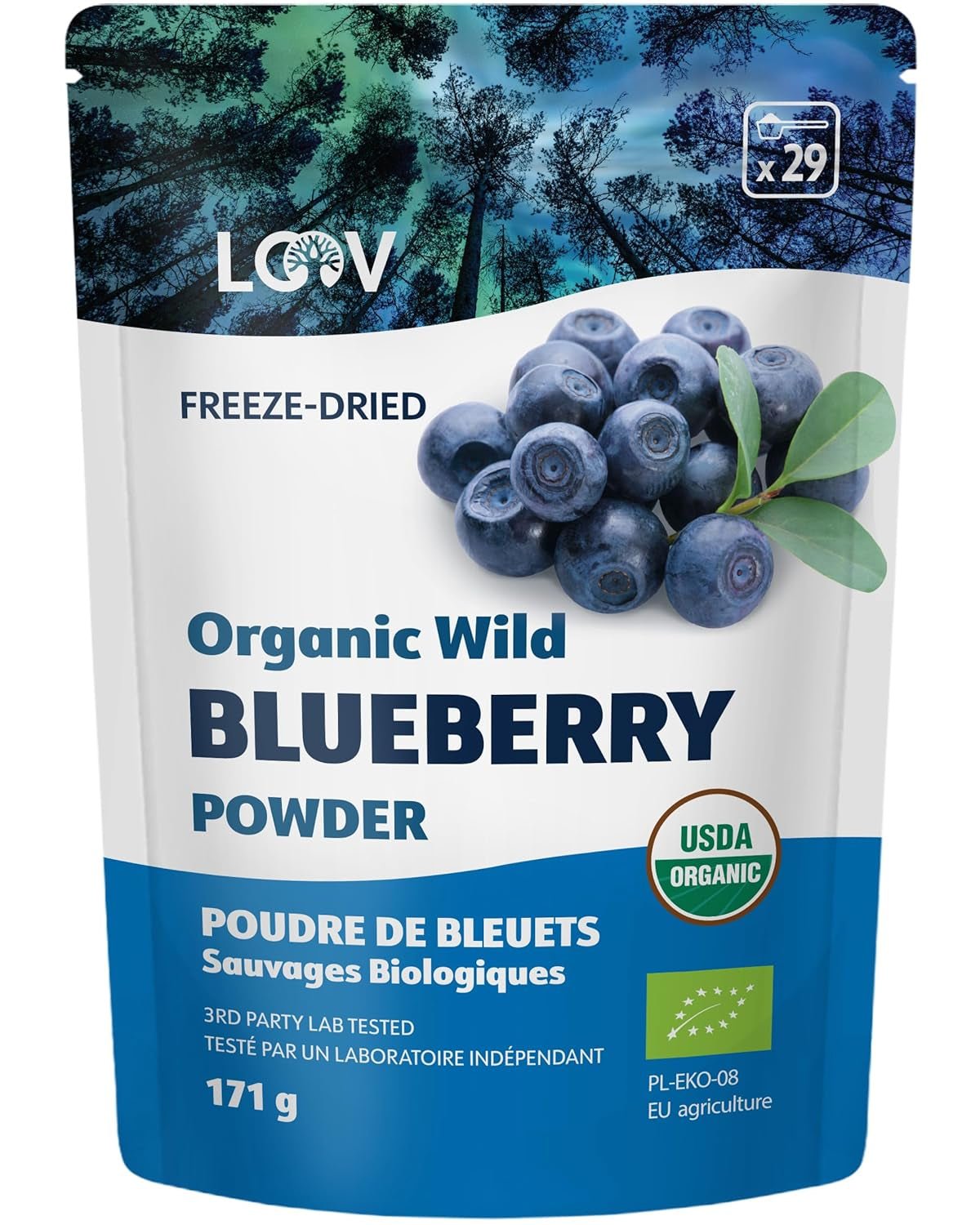 LOOV Ekologiskt vilda blåbärspulver - 29 dagars tillförsel 171 g Bra för smoothies och frukost Frystorkade nordeuropeiska utan socker tillsatt Naty Shop Dehydrerade produkter Standardtitel