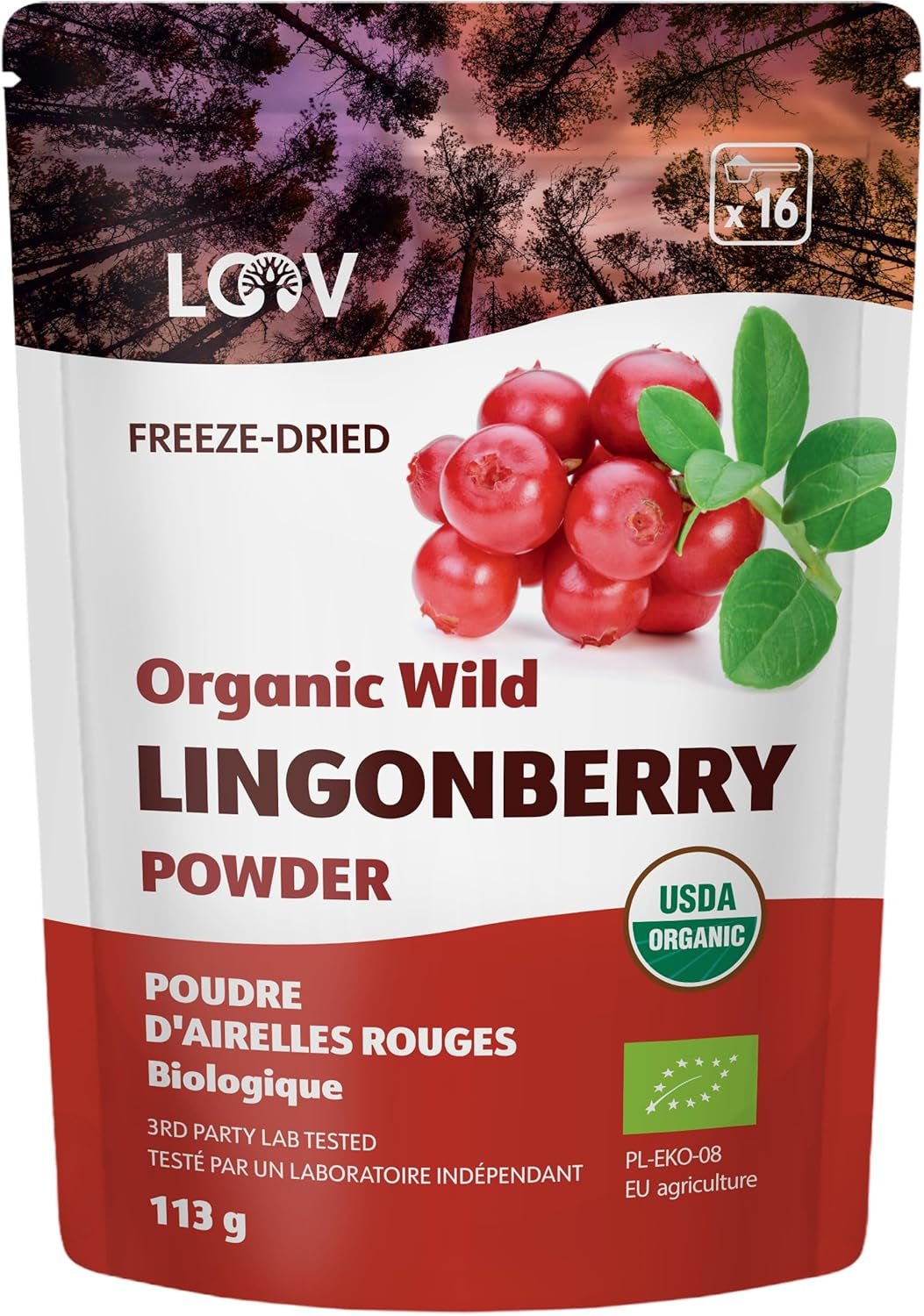LOOV ekologiskt blåbärspulver tillverkat av 100 % hela, frystorkade vilda blåbär skördade i skogarna i norra Europa 113g, inget tillsatt socker Naty Shop Dehydrerade produkter 113G Tranbärspulver