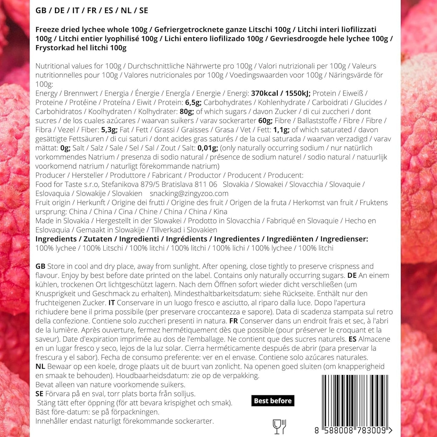 Frystorkad litchi | 100% Litchi torkad frystorkad frukt | naturligt torkad Vegansk glutenfri | Inte litchi juice Lychee sirap | Frystorkad frukt tropisk litchi | ZingyZoo Dehydrerade produkter Naty Shop