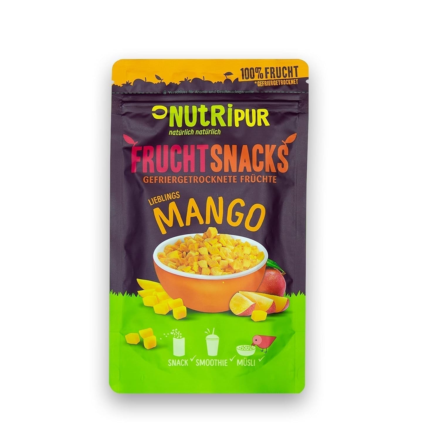 Frystorkad mango: 100g frystorkad frukt från mjuka bitar av mango utan tillsatt socker - torkad mango - torkad mango - torkad frukt - torkad frukt från NutriPur Dehydrerade produkter Naty Shop Standardtitel