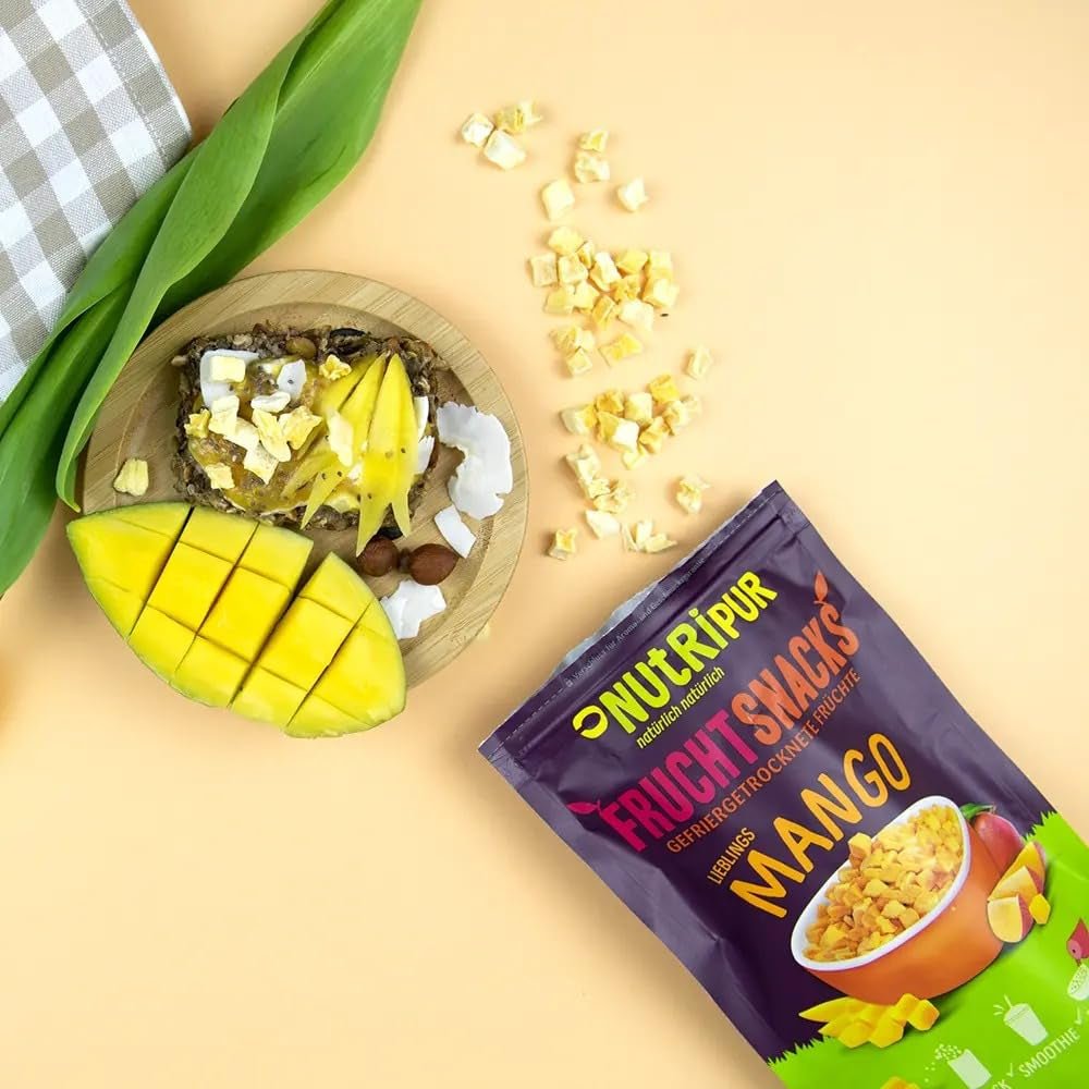 Frystorkad mango: 100g frystorkad frukt från mjuka bitar av mango utan tillsatt socker - torkad mango - torkad mango - torkad frukt - torkad frukt från NutriPur Dehydrerade produkter Naty Shop