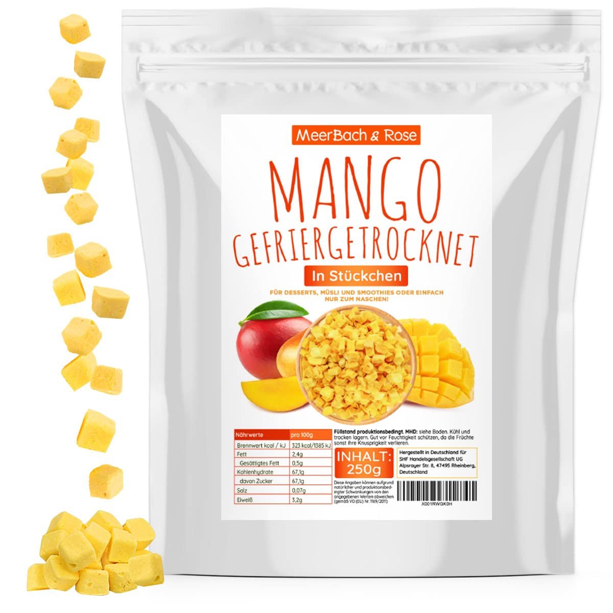 Frystorkad mango, 250g frystorkad frukt, utan tillsatser, fruktig, tillverkad i Tyskland Dehydrerade produkter Naty Shop Standardtitel