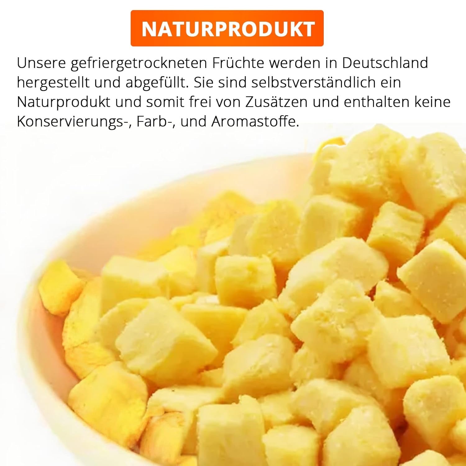 Frystorkad mango, 250g frystorkad frukt, utan tillsatser, fruktig, tillverkad i Tyskland Dehydrerade produkter Naty Shop