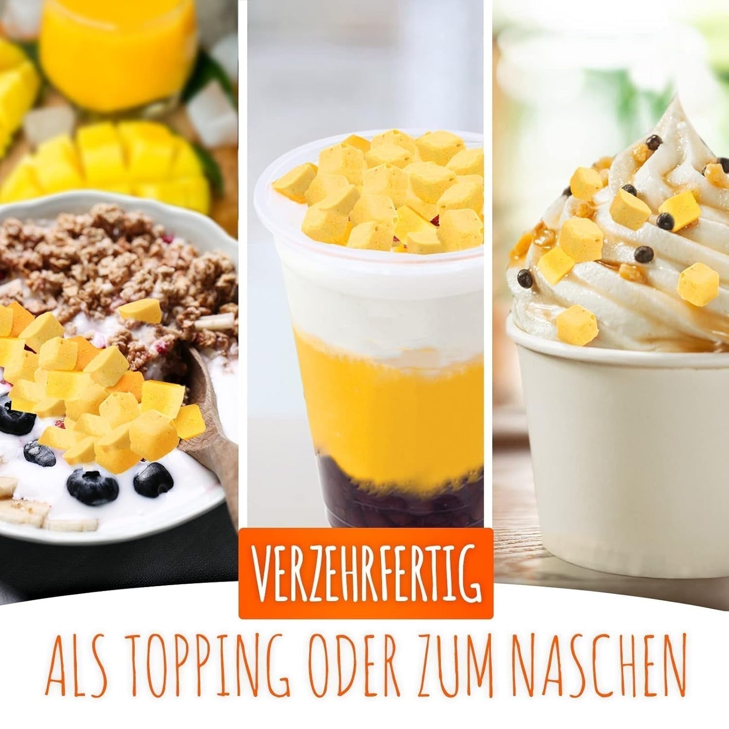 Frystorkad mango, 250g frystorkad frukt, utan tillsatser, fruktig, tillverkad i Tyskland Dehydrerade produkter Naty Shop