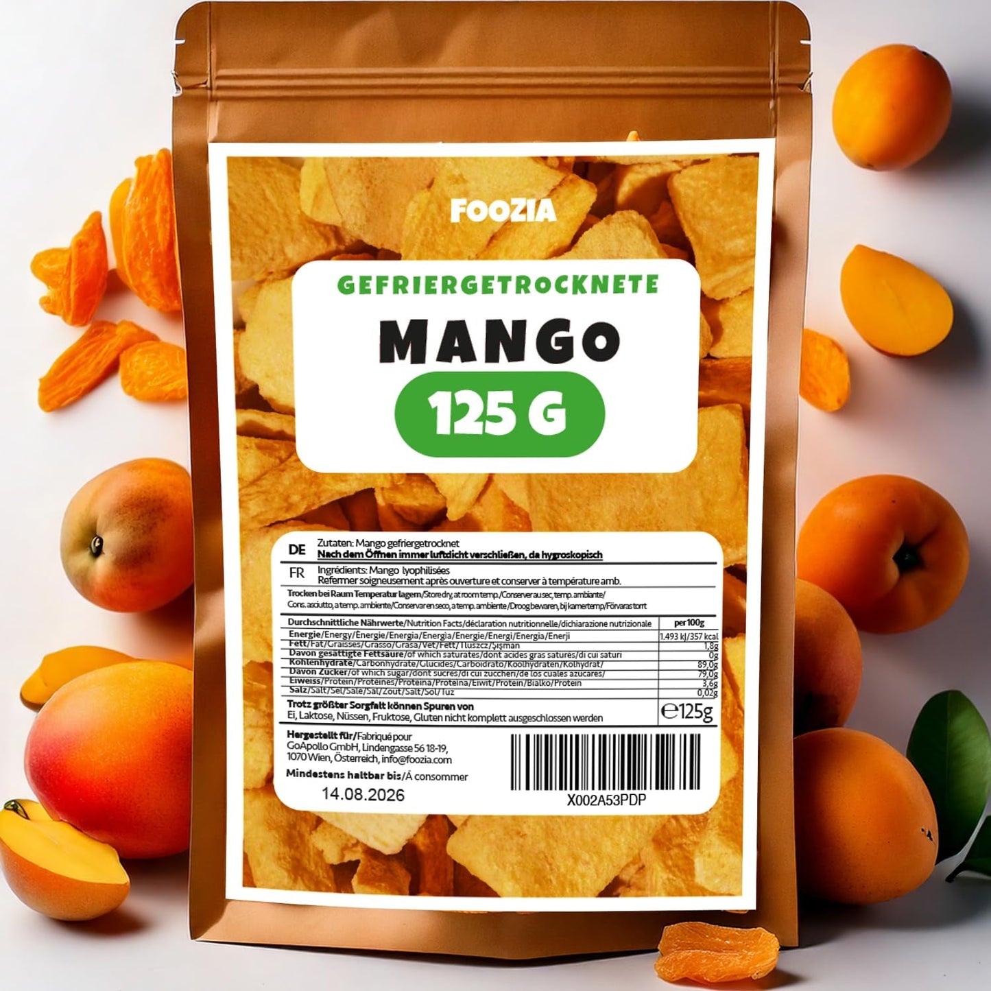 Frystorkad mango stora bitar Frystorkad frukt Inga tillsatser 100 % ren naturlig mango Frystorkad mango Torkad frukt Torkad mango 125g från Foozia (125g) Dehydrerade produkter Naty Shop 125G