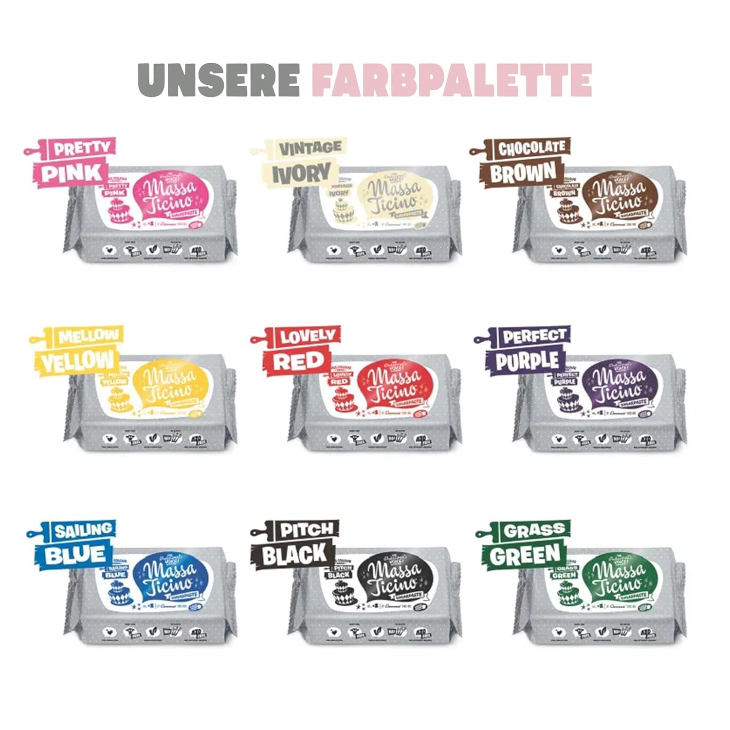 Massa Ticino Fondant Vit 2x 1kg - Premium sockerpasta för dekorativa tårtor, rullad fondant - perfekt för tårtor, modellering och dekorationer - vit fondant för professionella och amatörbagare Sockerpasta Naty Shop
