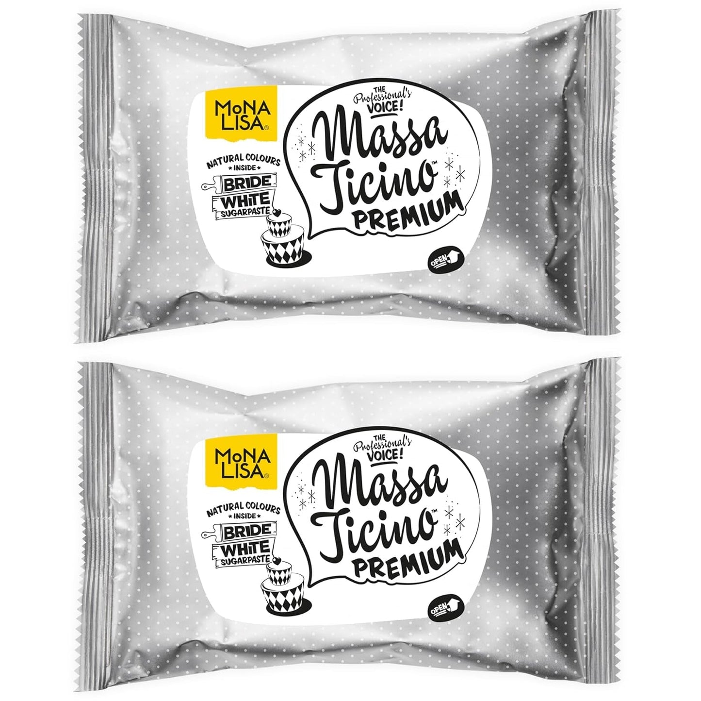 Massa Ticino Fondant Vit 2x 1kg - Premium sockerpasta för dekorativa tårtor, rullad fondant - perfekt för tårtor, modellering och dekorationer - vit fondant för professionella och amatörbagare Sockerpasta Naty Shop Standardtitel