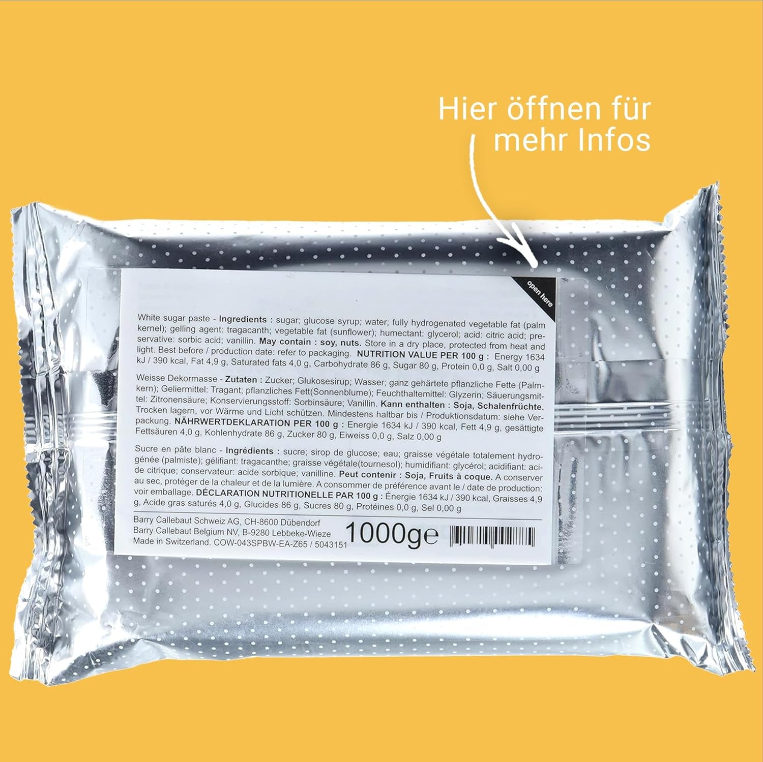 Massa Ticino Fondant Vit 2x 1kg - Premium sockerpasta för dekorativa tårtor, rullad fondant - perfekt för tårtor, modellering och dekorationer - vit fondant för professionella och amatörbagare Sockerpasta Naty Shop