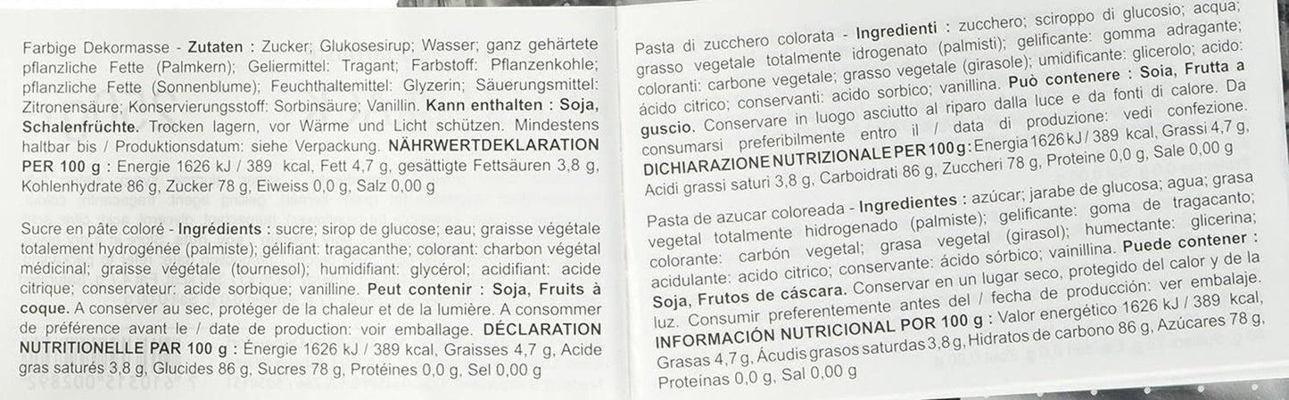 Massa Ticino rulle, sockerpasta, svart 250 g Sockerpasta Naty Shop