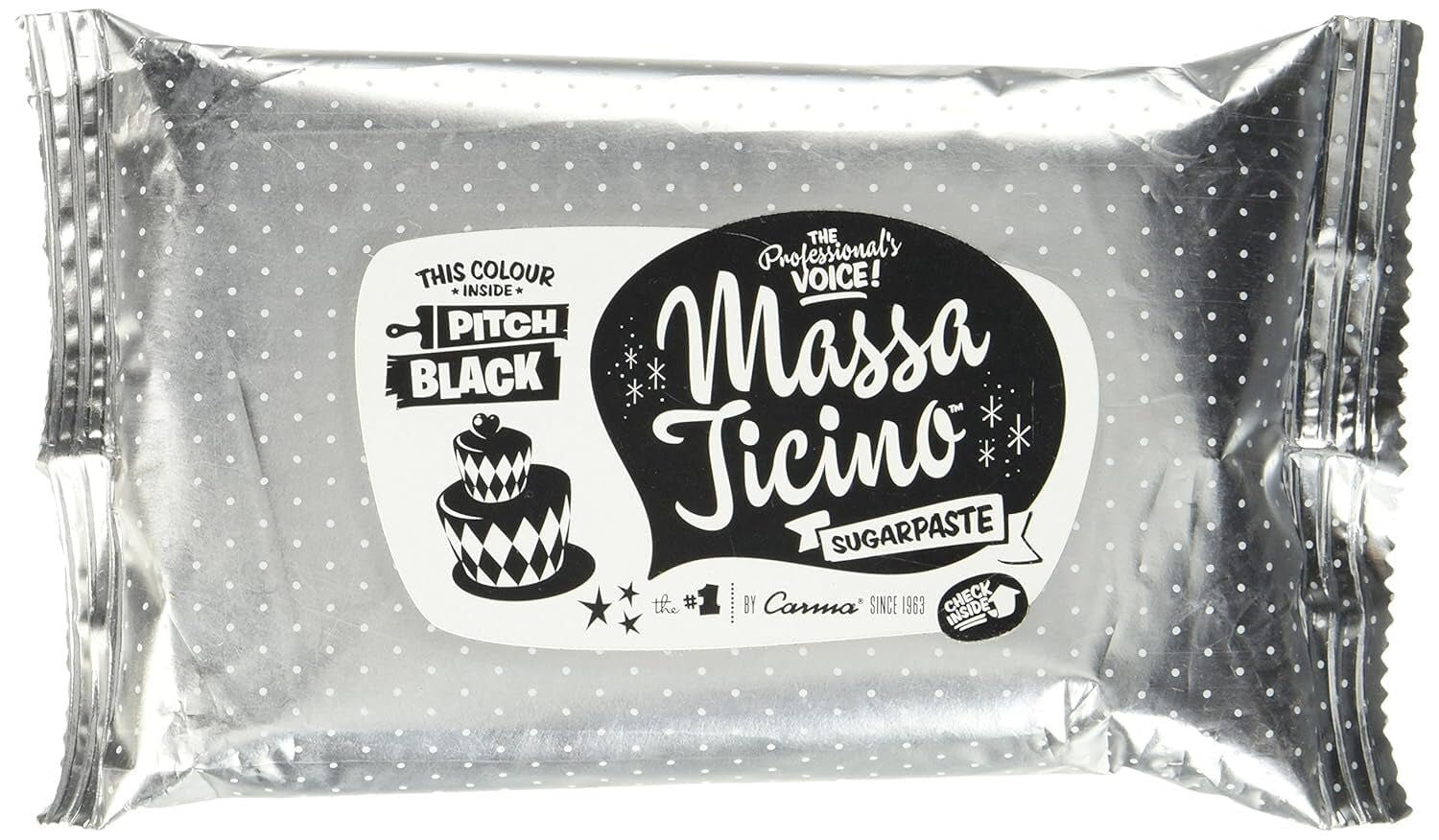 Massa Ticino rulle, sockerpasta, svart 250 g Sockerpasta Naty Shop Standardtitel