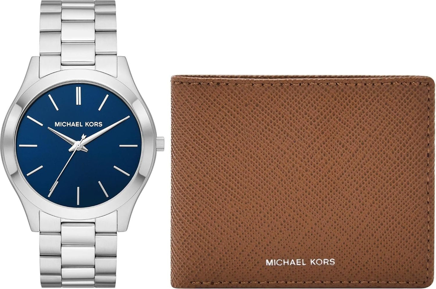 Michael Kors - Slim Runway Collection Silverfärgad rostfritt stål herrklocka MK1060SET Plånbok Herr Naty Shop Standardtitel